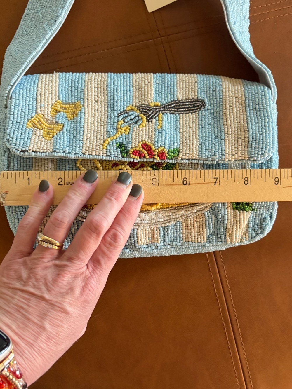 Sol & Mer Hand-Beaded Spaghetti Pasta Bag Beaded Novelty Shoulder Purse NWT - Picture 7 of 7